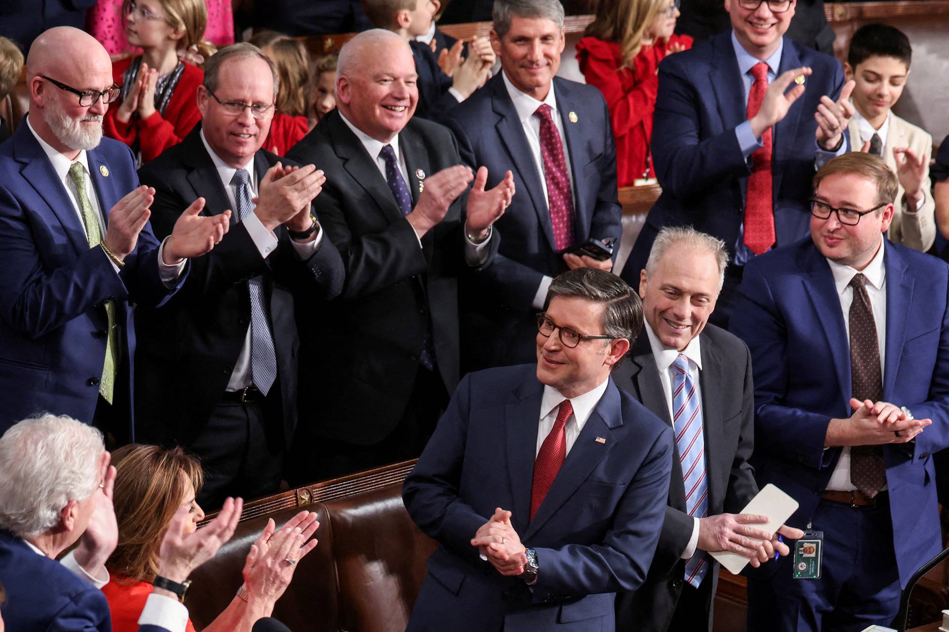 U.S. representatives gather to vote for their new Speaker of the House on the first day of the new Congress at the U.S. Capitol in Washington