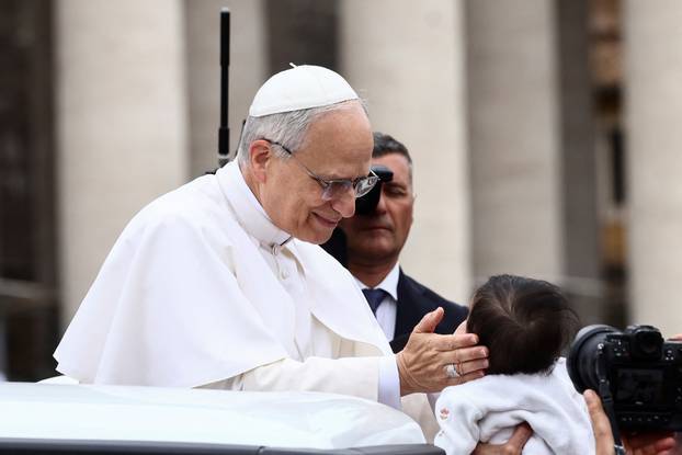 Pope Leo XIV holds his first general audience in St. Peter's Square at the Vatican