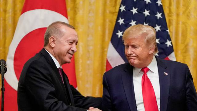 U.S. President Donald Trump and Turkey's President Tayyip Erdogan hold a joint news conference at the White House in Washington