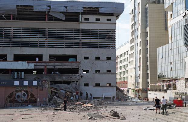 Aftermath of a Ukrainian drone attack in Belgorod