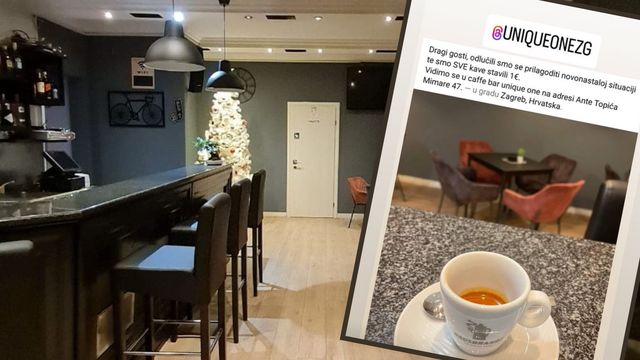 Vlasnik kafića u Zagrebu cijene svih kava snizio na jedan euro: 'Želim da je gostima ugodno'