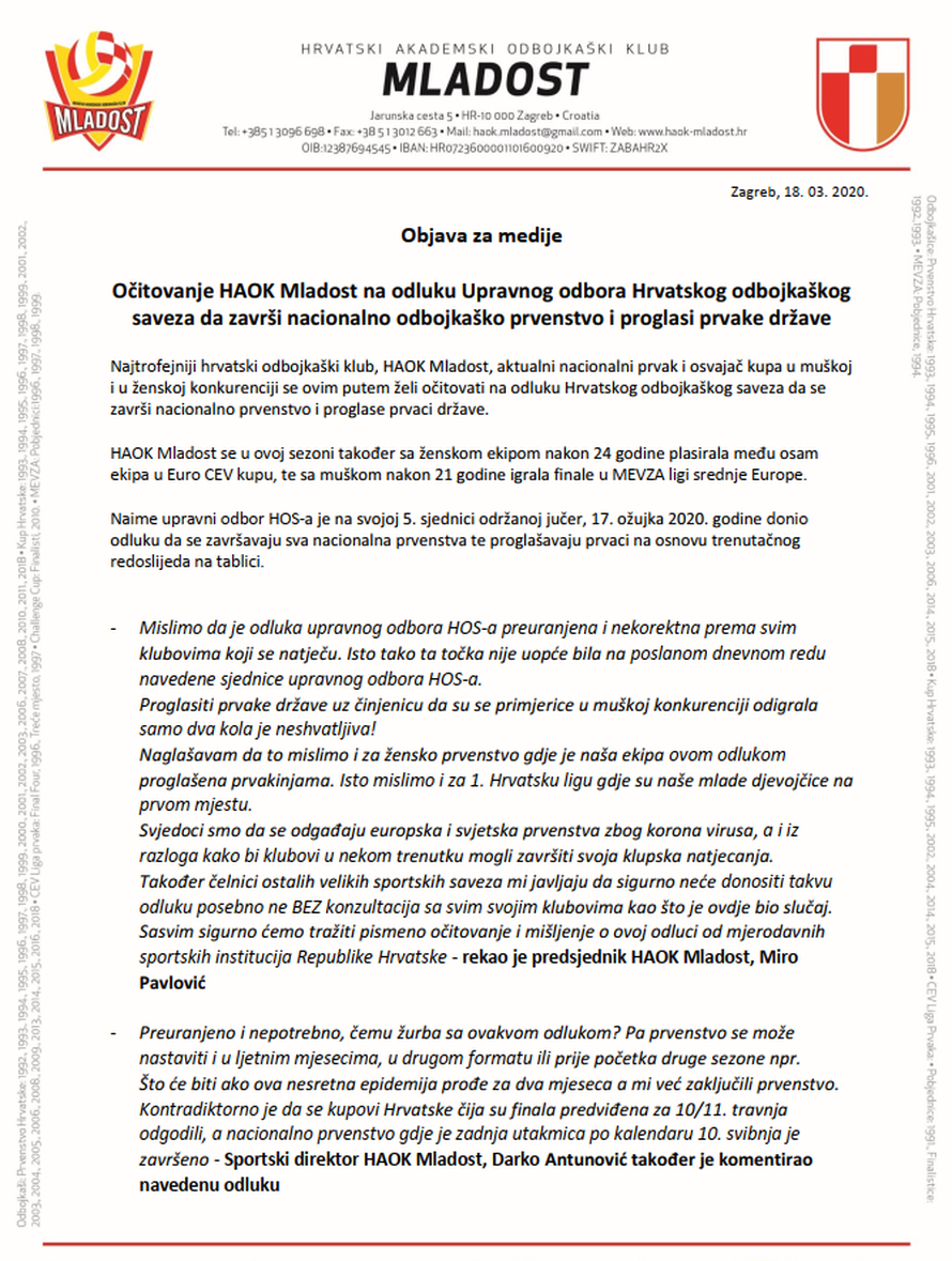 Prvi proglasili prvake, Mladost ogorčena: Ovo je izvan pameti