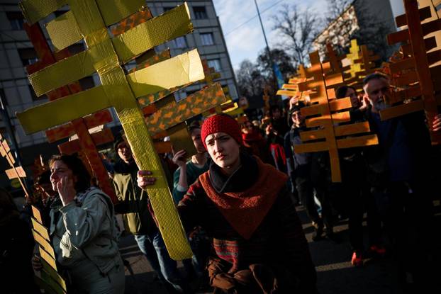 Demonstrators protest the 2026 Winter Olympics in Milan