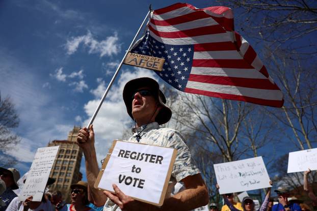 Anti-Trump 'Hands Off!' protest, in Asheville