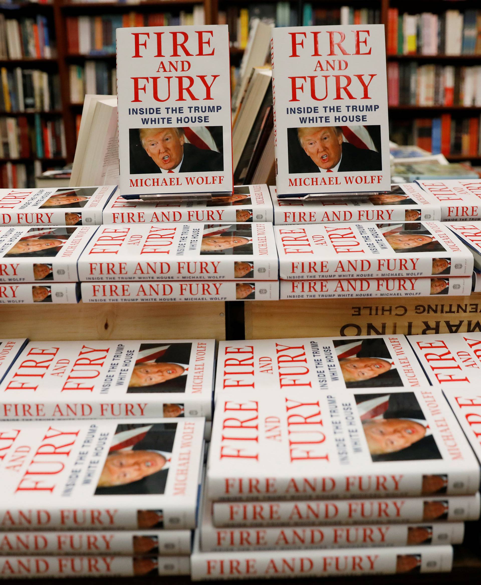 Copies of the book "Fire and Fury: Inside the Trump White House" by author Michael Wolff are seen at the Book Culture book store in New York