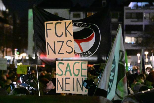 People protest against the Alternative for Germany party (AfD), in Cologne