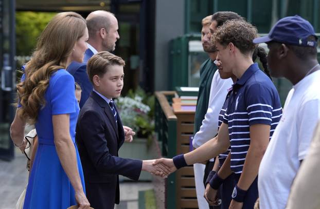 Britain's Prince William and Princess Catherine attend the Wimbledon Tennis Men's finals