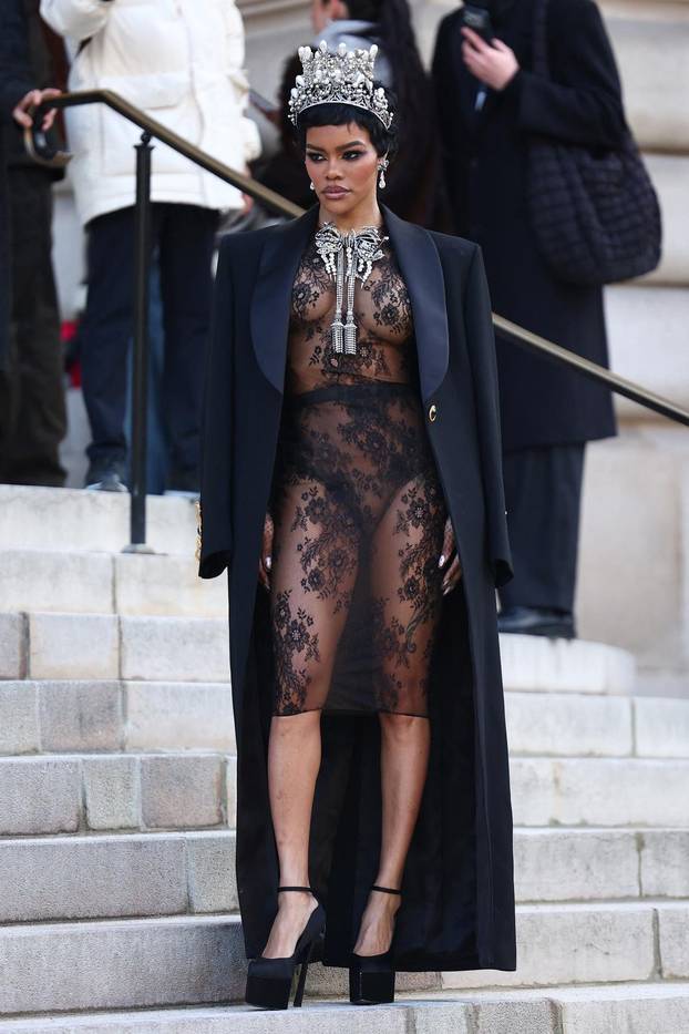 Guests at Schiaparelli Haute Couture Spring/Summer 2026 show in Paris
