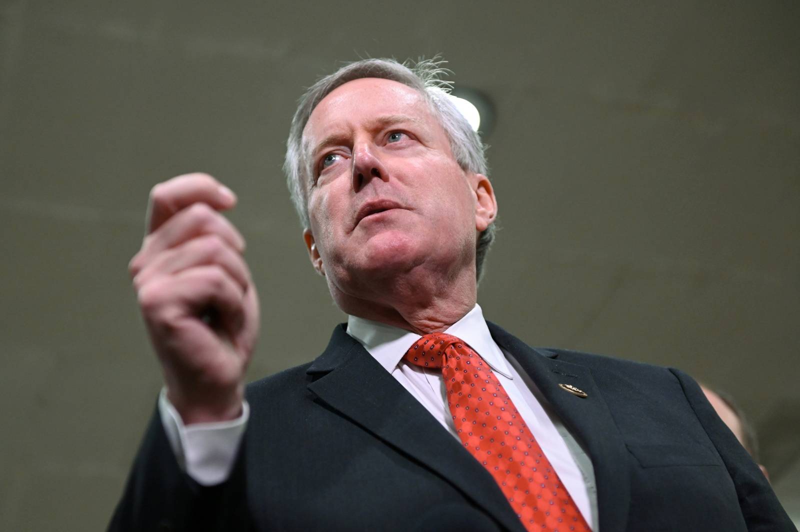 FILE PHOTO:  Sen. Meadows addresses reporters  during a break in the fourth day of the Senate impeachment trial of President Trump