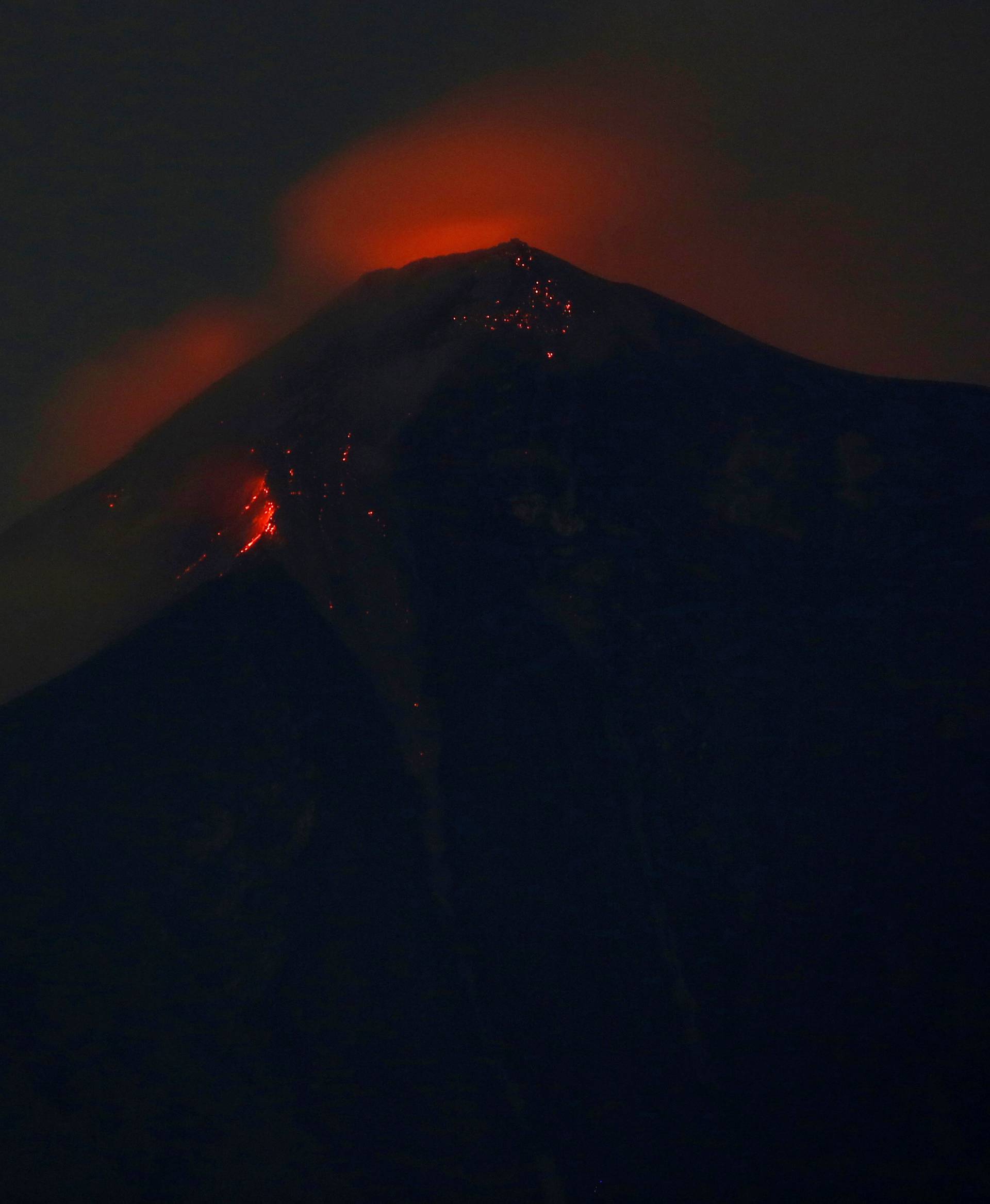 Fuego volcano is pictured after it erupted violently, in San Juan Alotenango