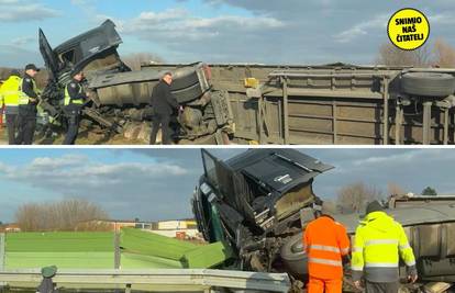 Dramatične fotografije s A4: Kamionu pukla guma u vožnji! Sletio s ceste pa probio ogradu