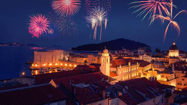 Fireworks,In,Dubrovnik,(croatia),During,New,Year,Celebration