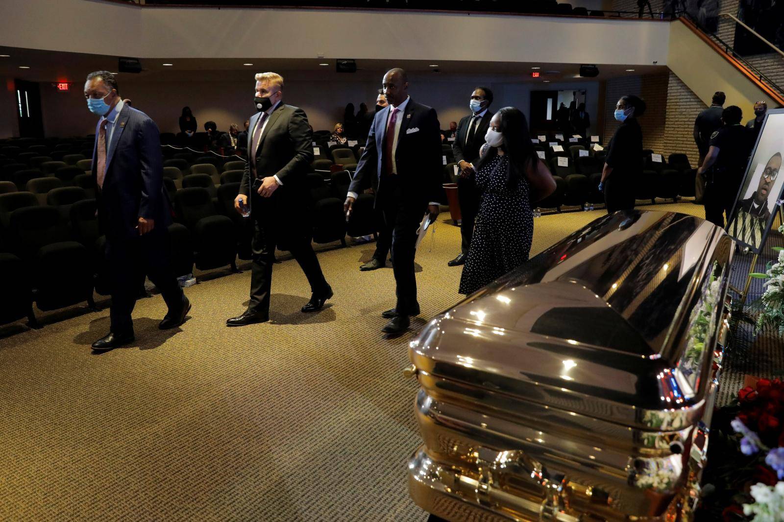 Civil rights activist Reverend Jesse Jackson are seen during a memorial service for George Floyd following his death in Minneapolis police custody, in Minneapolis, in Minneapolis