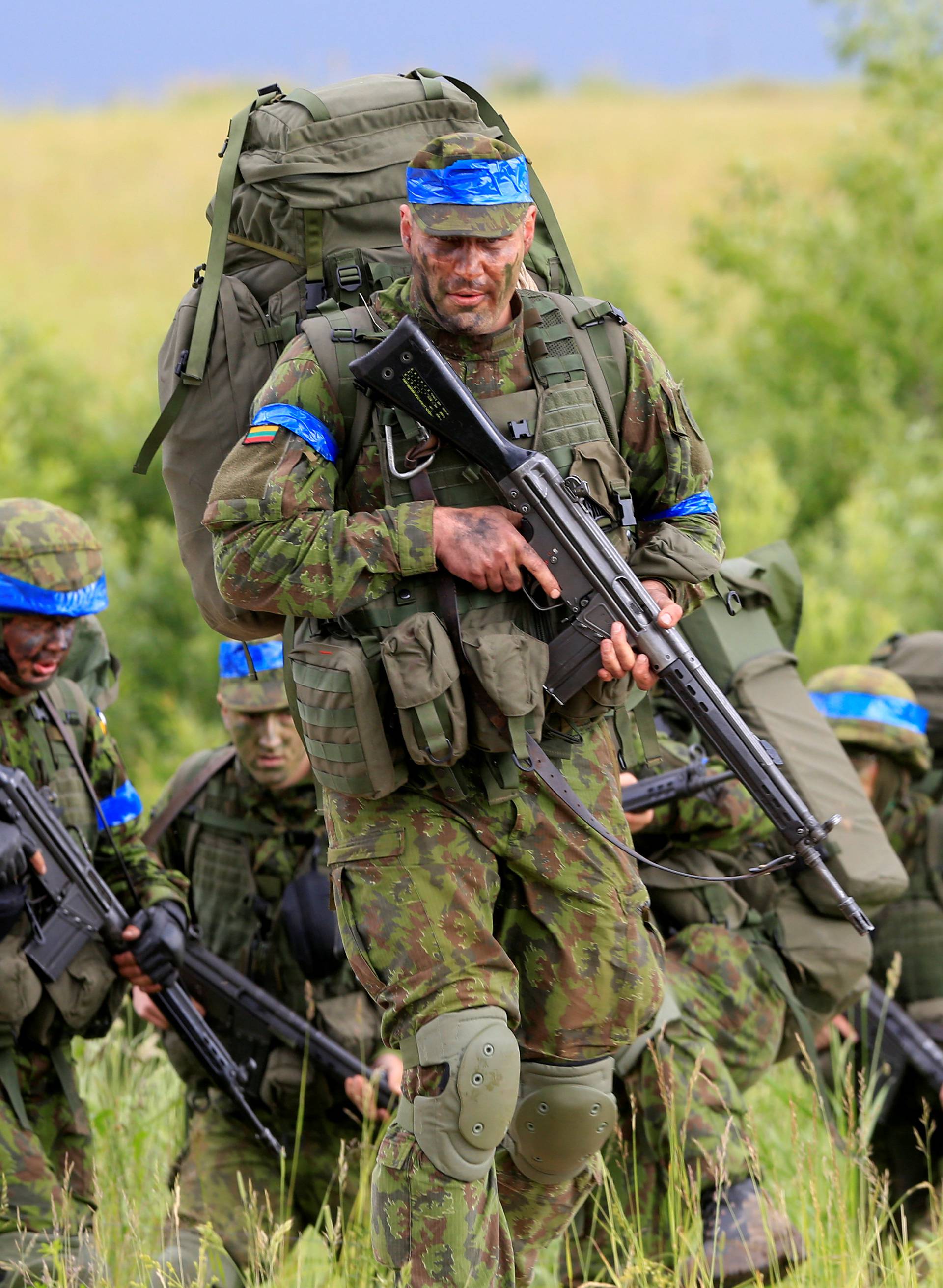 Lithuanian army soldiers take part in Suwalki gap defence exercise in Mikyciai