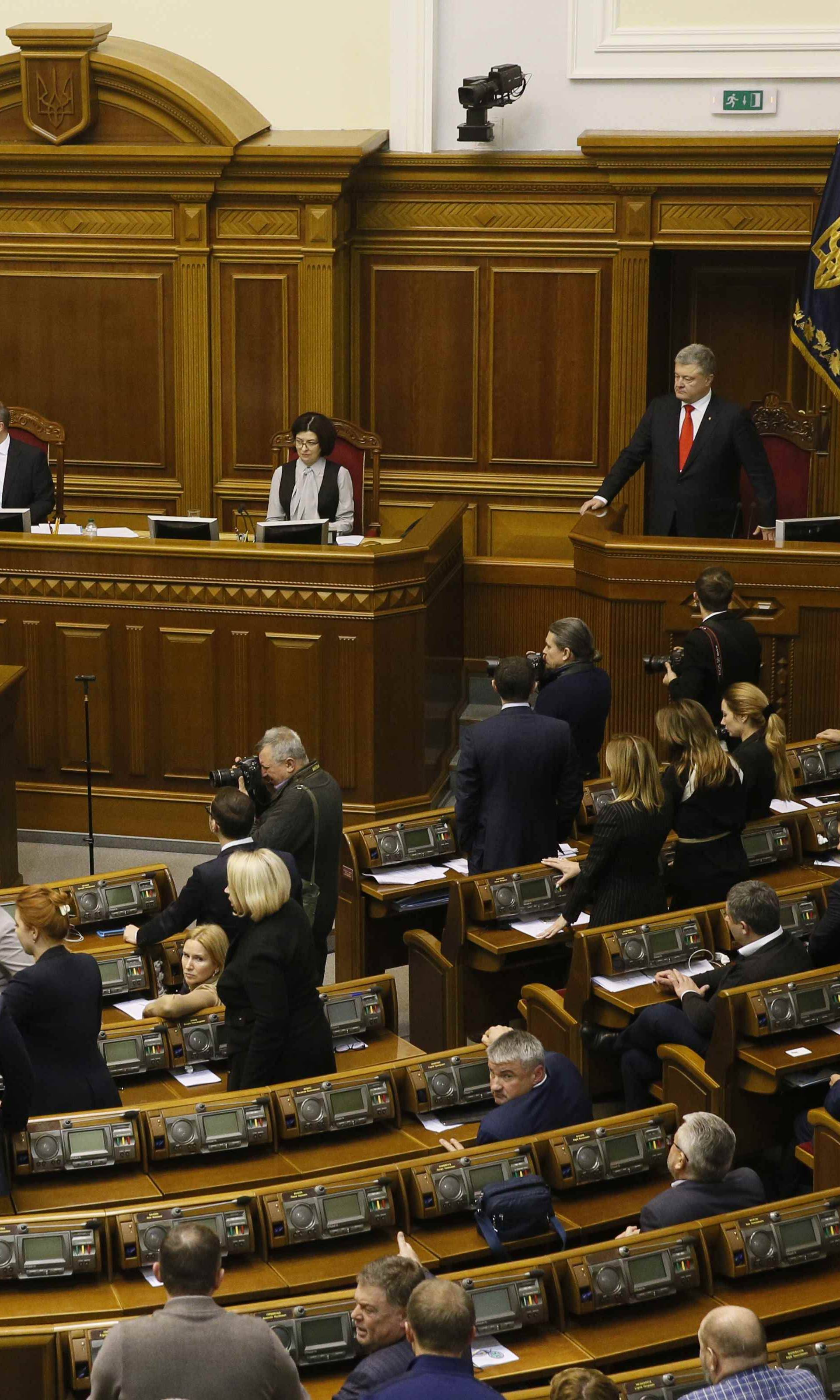 Ukrainian President Poroshenko attends a parliament session in Kiev