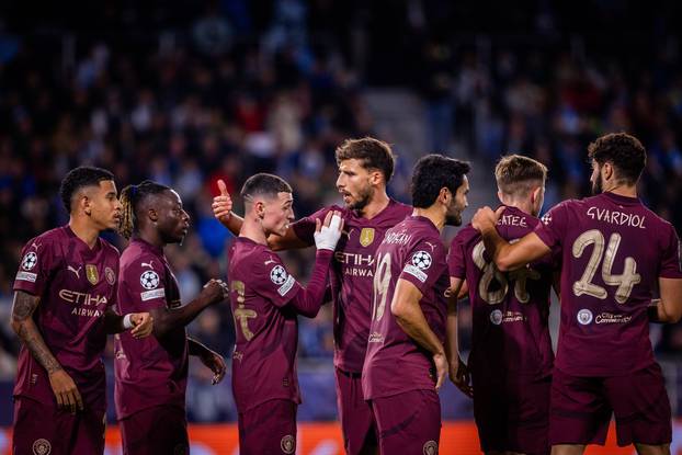 SLOVAN BRATISLAVA - MANCHESTER CITY Phil Foden, James McAtee, Savinho, Matheus Nunes, Jeremy Doku, Ruben Dias, Ilkay Gun