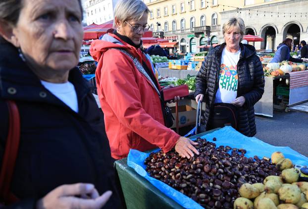 Zagreb: Na Dolac stigli prvi ovogodišnji kesteni, cijene su od 5 do 7 eura