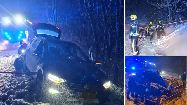 Drama na Sljemenskoj cesti: Jedan automobil je gorio, a drugi visio na rubu provalije