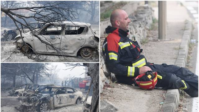Tužne fotografije: U požaru su izgorjeli auti, hrabri vatrogasci padaju s nogu od umora...