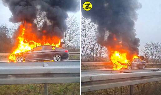 VIDEO Buktinja na cesti kod Vrbovca, potpuno izgorio auto