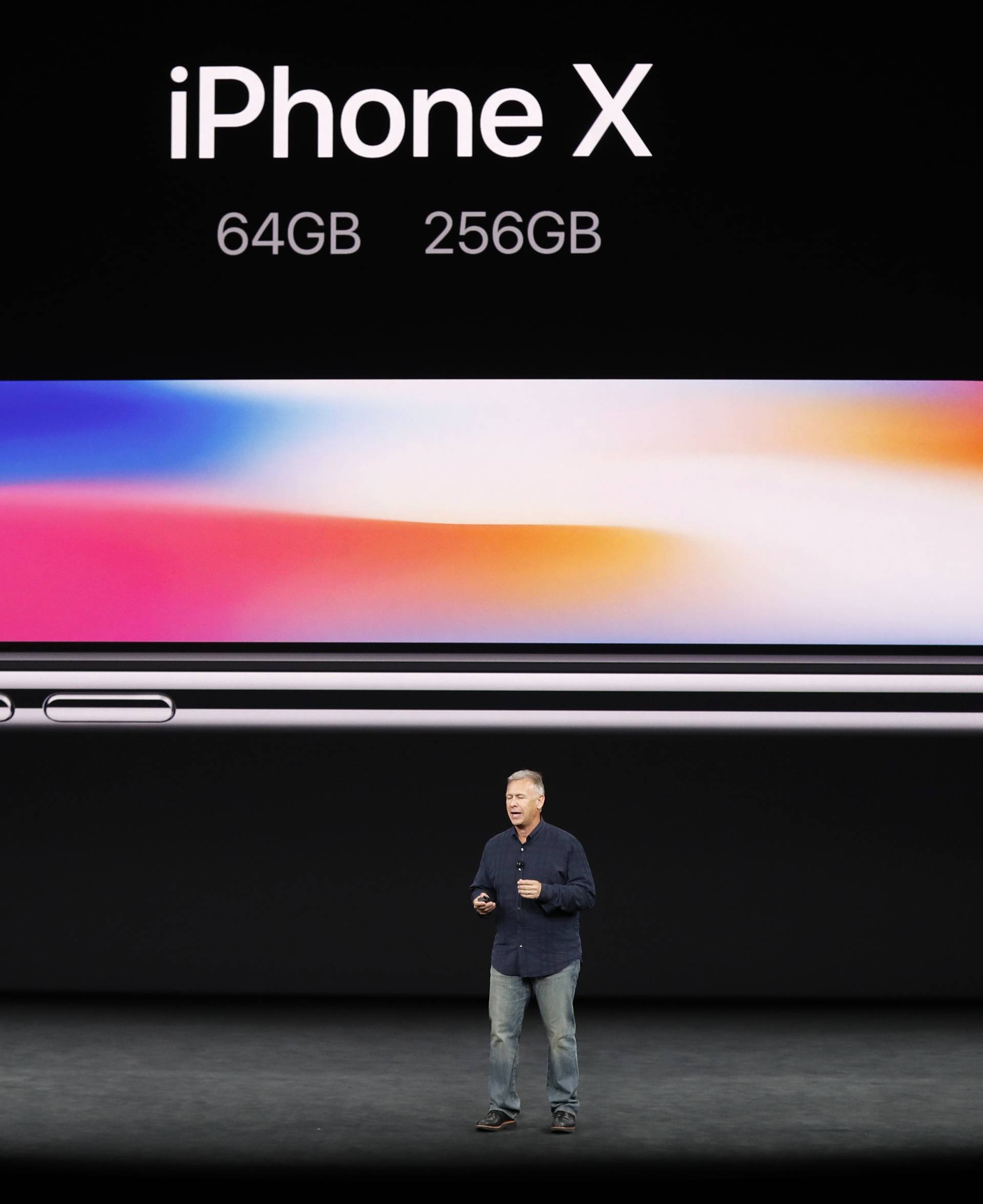 Apple's Schiller introduces iPhone X during a launch event in Cupertino