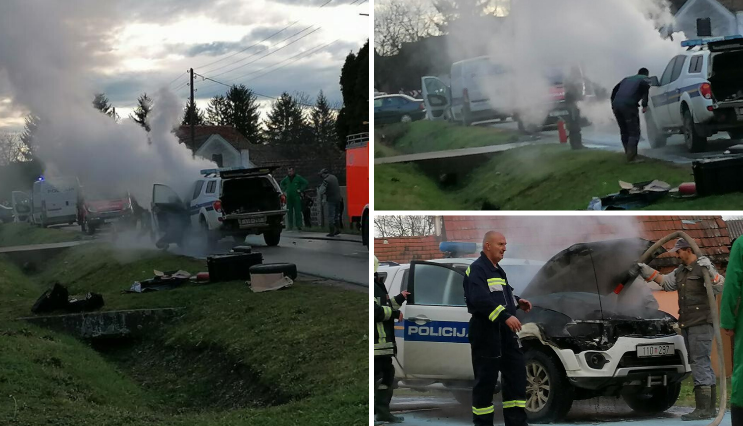 Policajci jurili po migrante pa im se usred vožnje zapalio auto