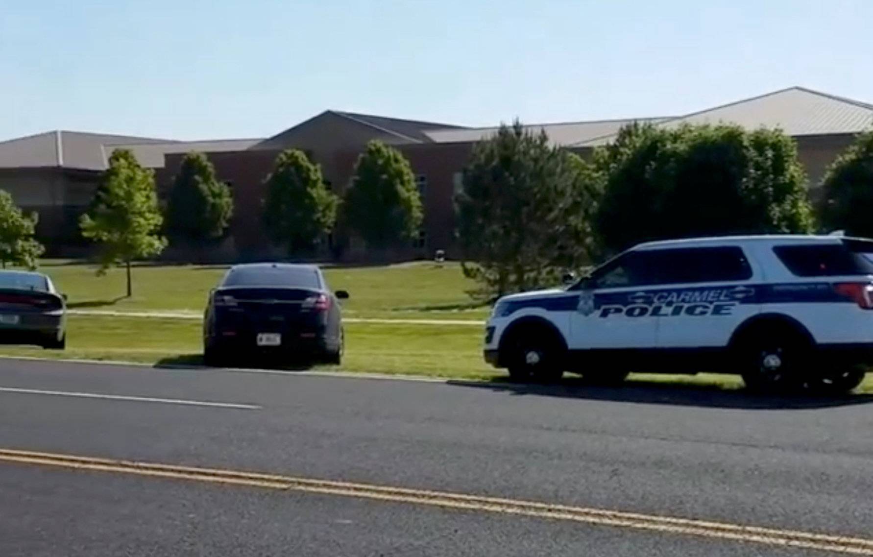 Police is seen near Noblesville West Middle School in Noblesville, Indiana