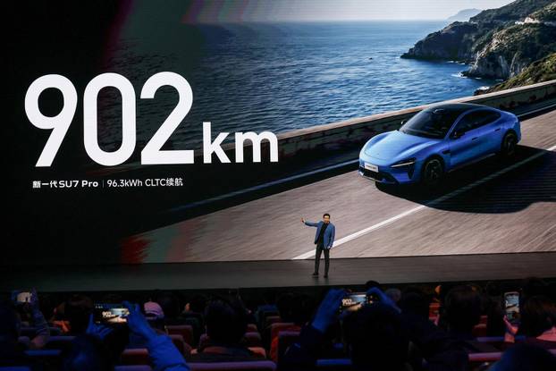 Chinese tech giant Xiaomi unveils new generation of SU7 electric vehicle, in Beijing