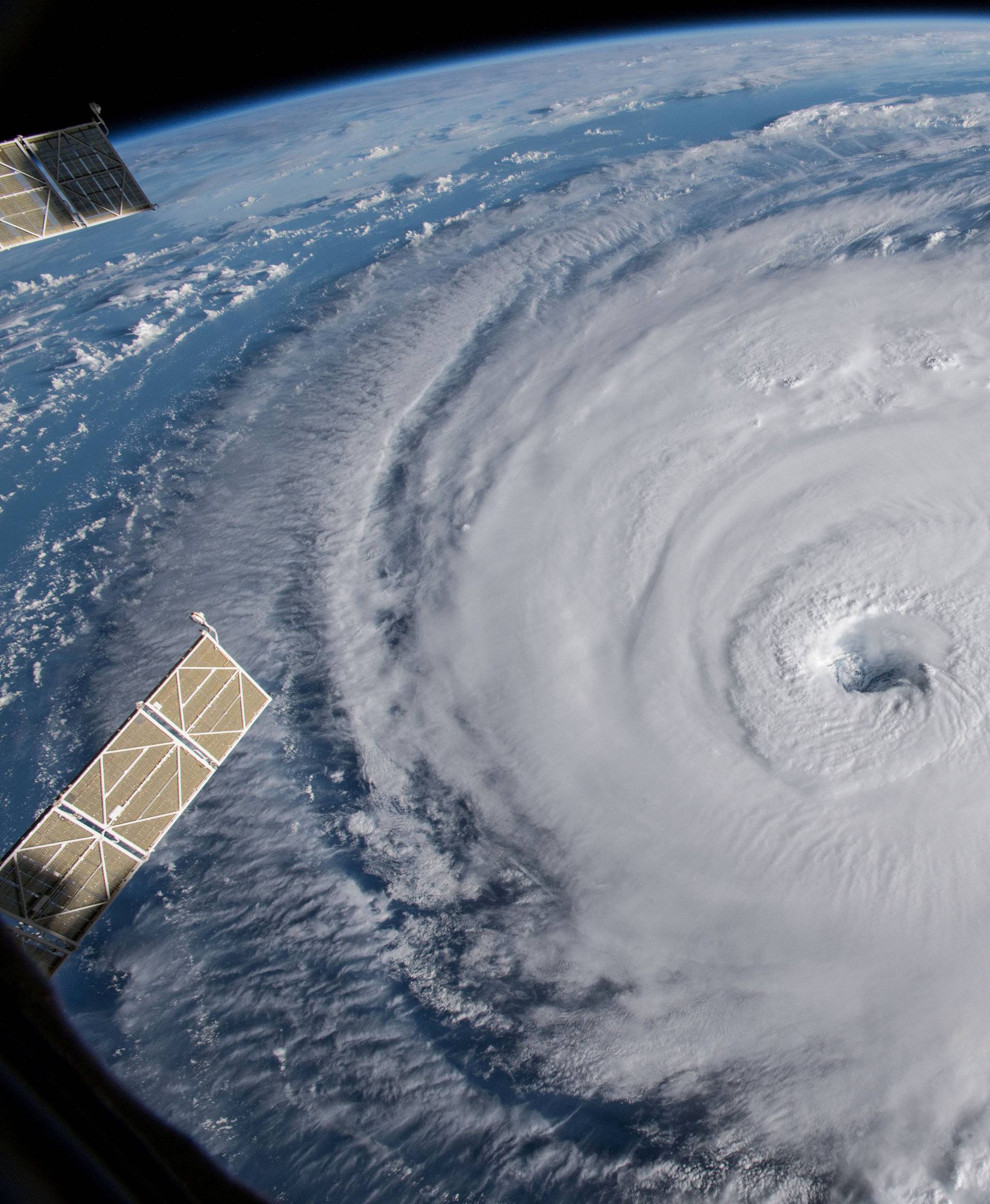 NASA handout photo of a view of Hurricane Florence shown churning in the Atlantic Ocean in a west, north-westerly direction heading for the eastern coastline of the United States