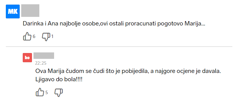 Gledatelji prozvali pobjednicu Mariju za kalkuliranje i glumu, a očarale su ih Ana i Darinka