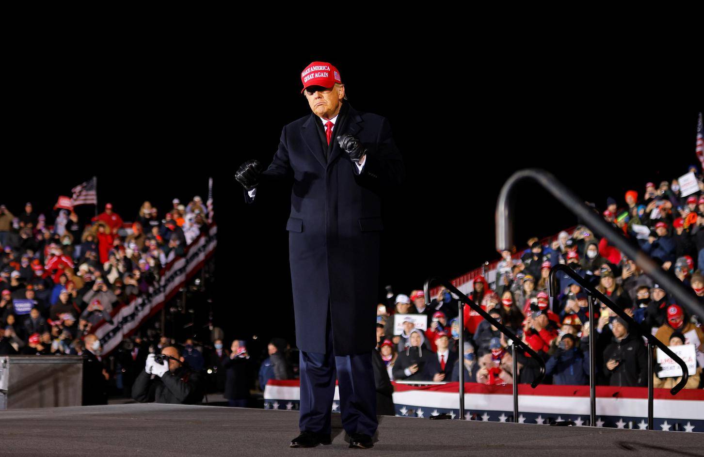 U.S. President Donald Trump holds a campaign rally at Gerald R. Ford International Airport in Grand Rapids, Michigan