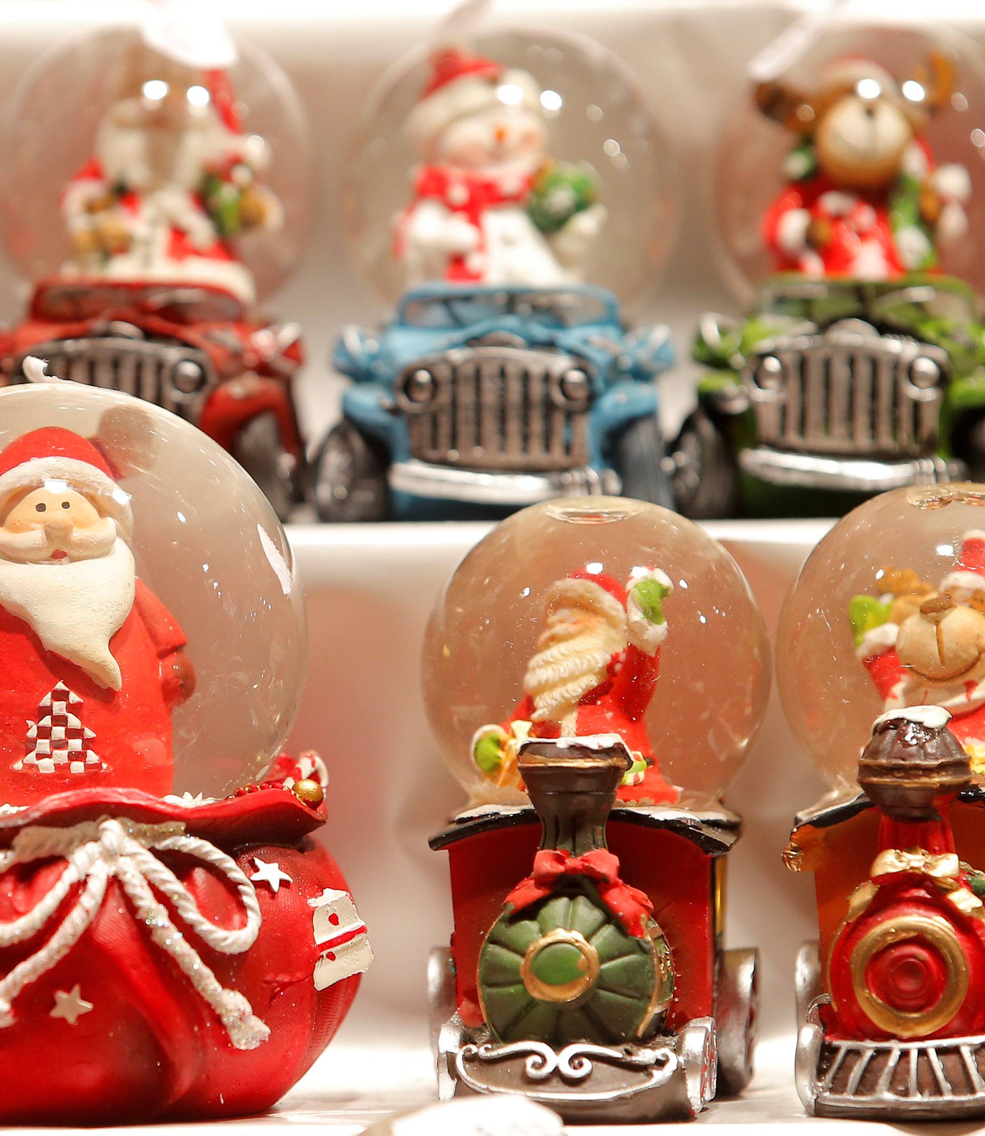 Christmas decoration are seen in a shop at the traditional Christkindelsmaerik (Christ Child market) near Strasbourg's Cathedral in Strasbourg