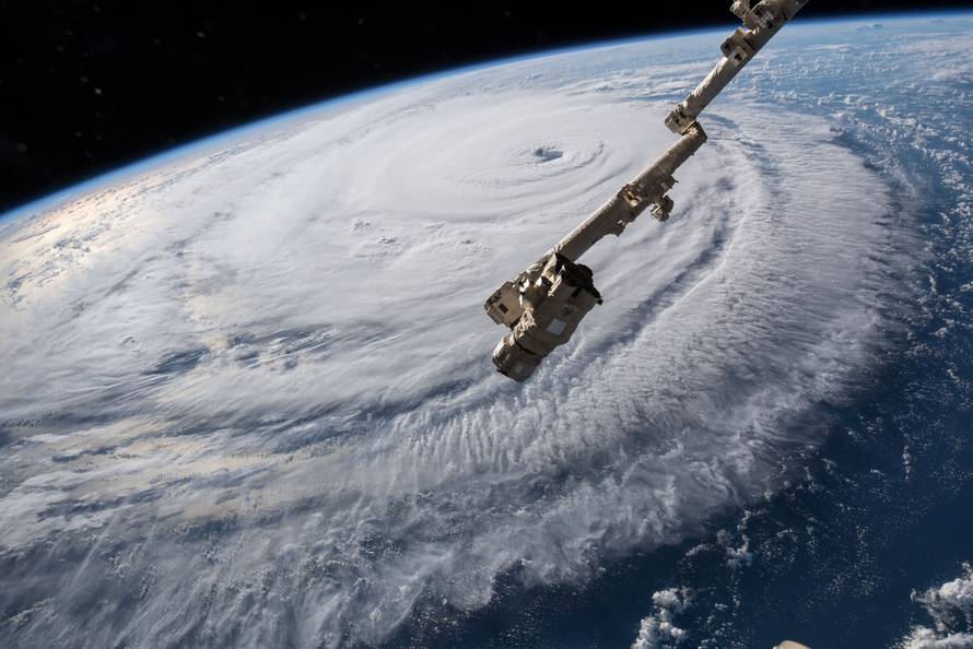 NASA handout photo of a view of Hurricane Florence shown churning in the Atlantic Ocean in a west, north-westerly direction heading for the eastern coastline of the United States