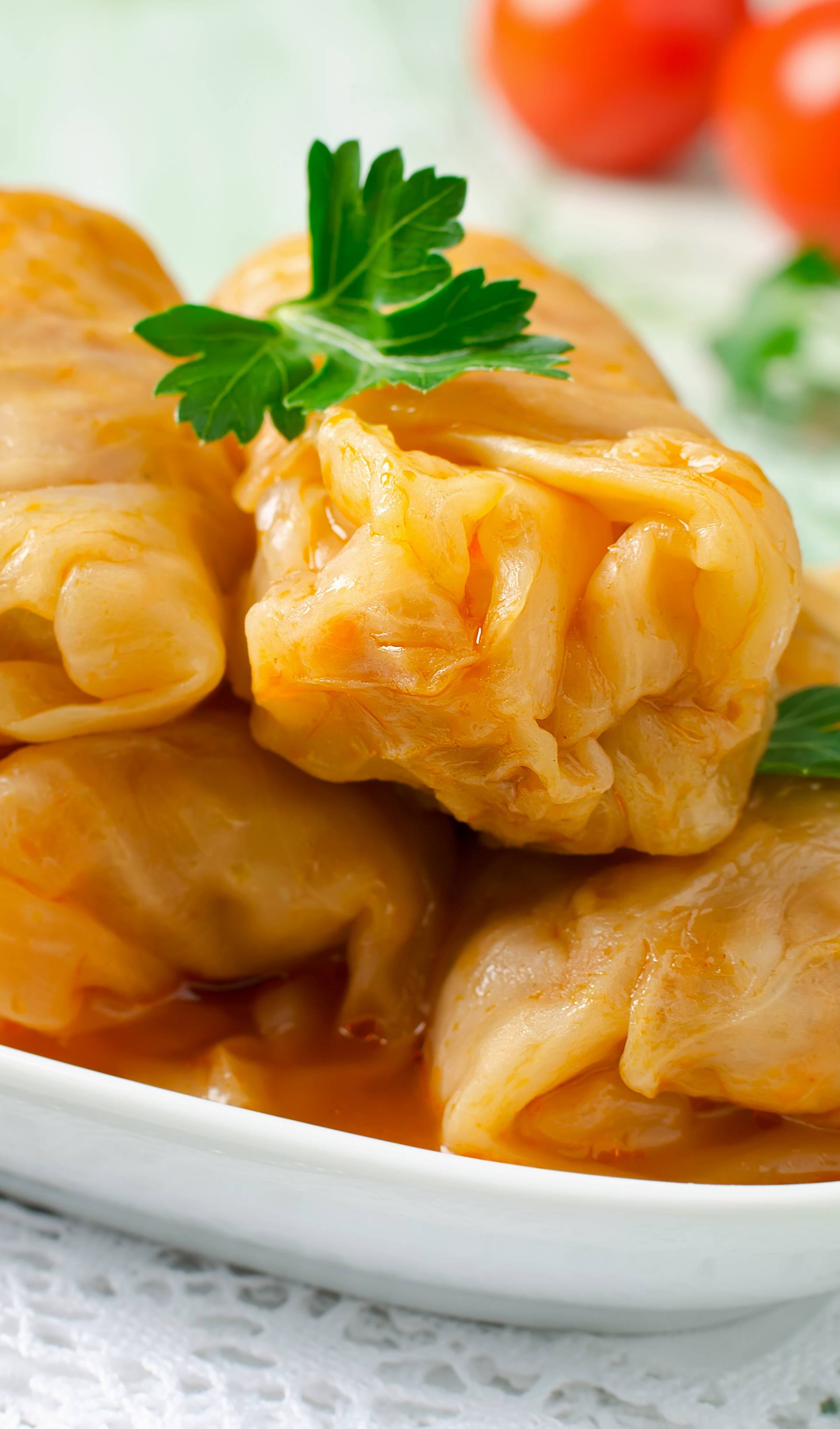 Stuffed cabbage rolls with rice and meat