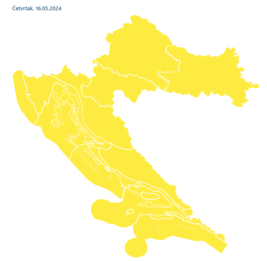 Stiže veliko nevrijeme: Cijela Hrvatska je u žutom alarmu