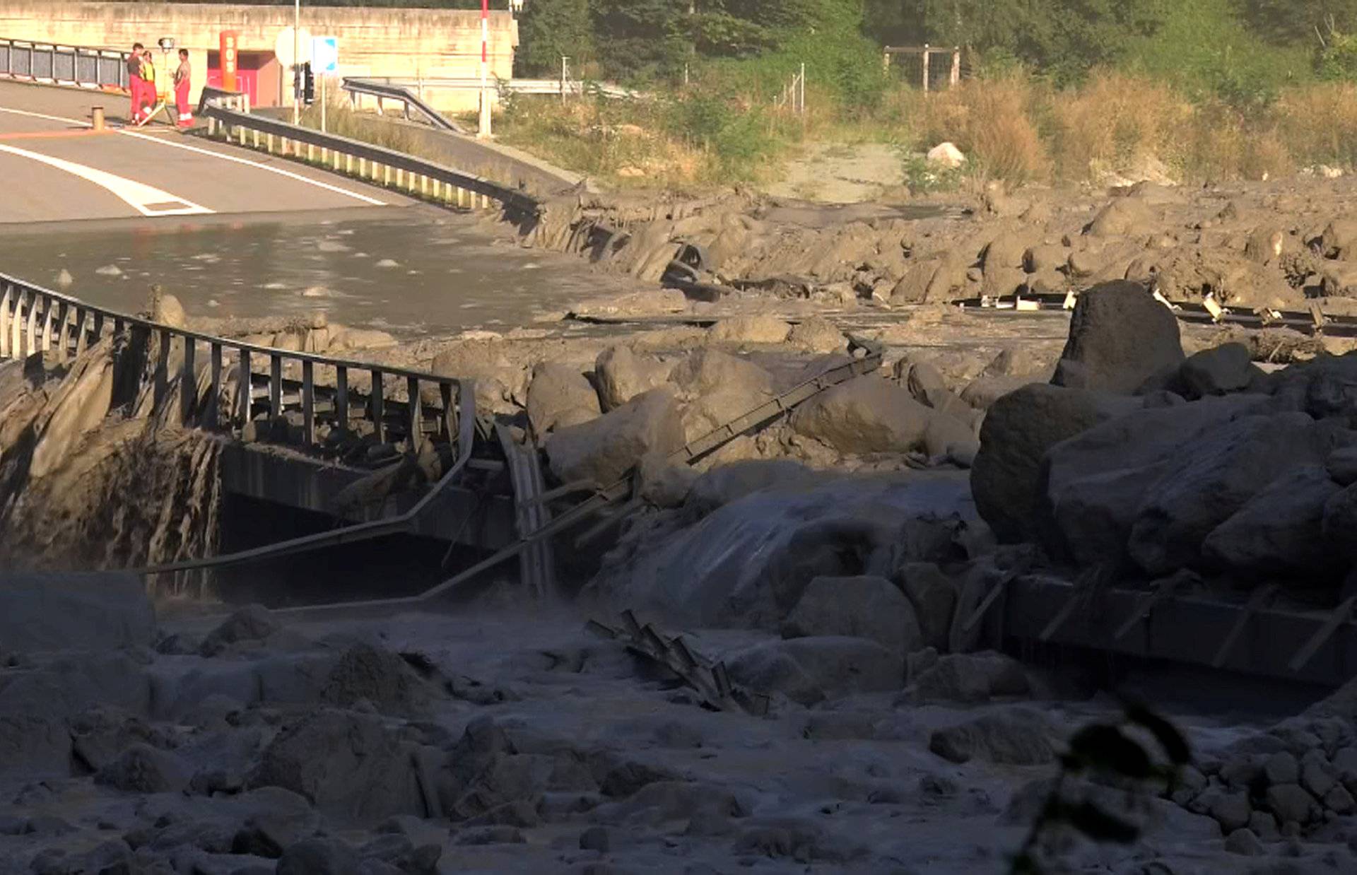 Still image taken from video shows the remote village of Bondo after a landslide