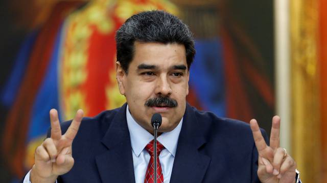 Venezuela's President Nicolas Maduro sholds a news conference in Caracas