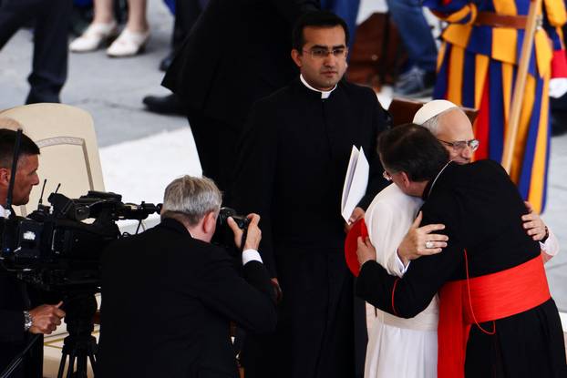 Pope Leo XIV holds his first general audience in St. Peter's Square at the Vatican