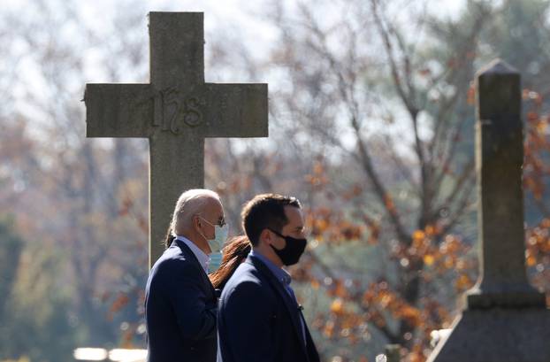 U.S. President-elect Joe Biden arrives with his family for a church service in Wilmington, Delaware