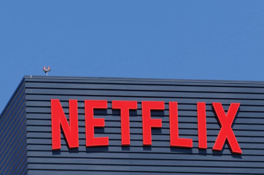 FILE PHOTO: Netflix logo shown on building in Los Angeles