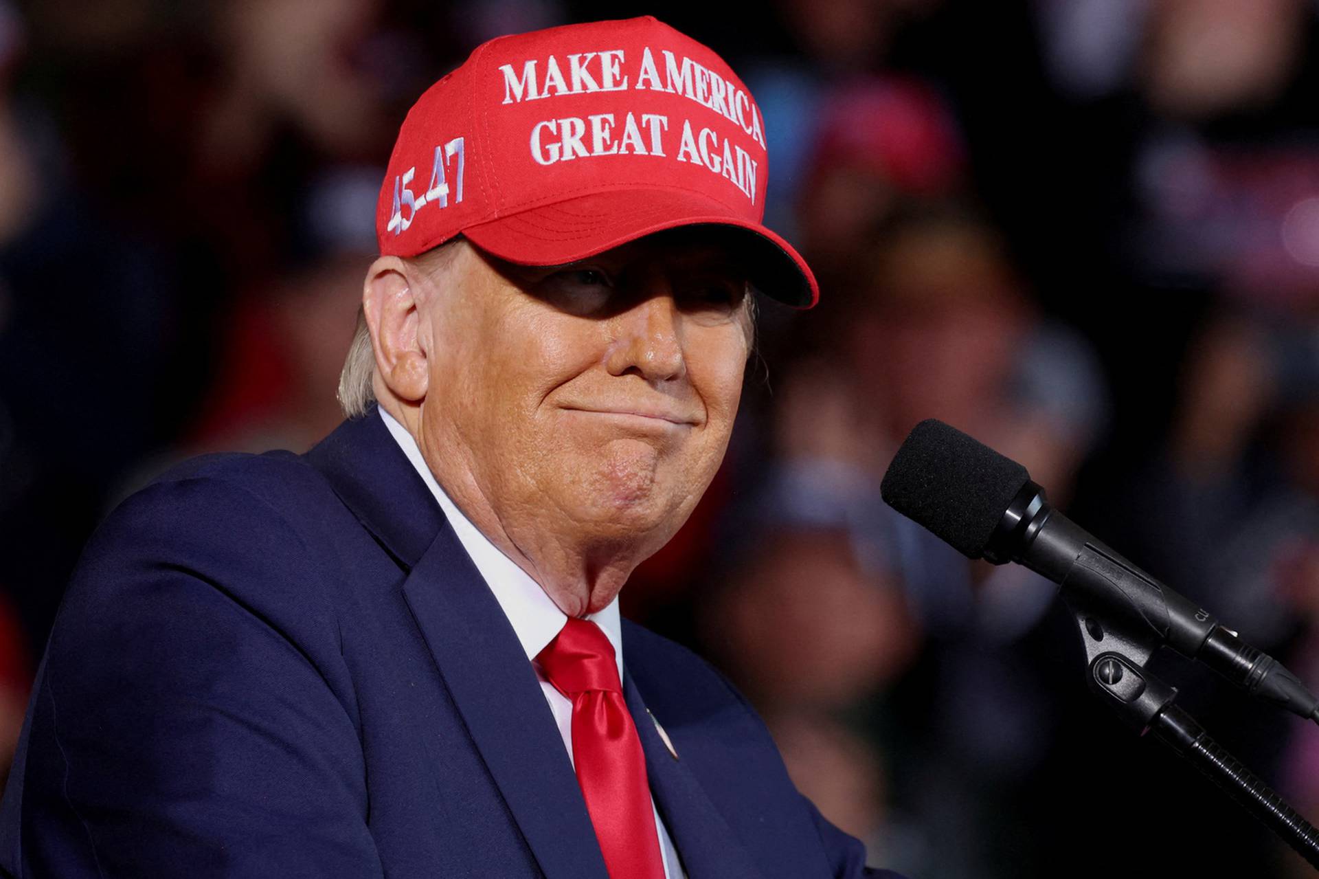 FILE PHOTO: Republican presidential nominee and former U.S. president Donald Trump holds a rally in Juneau