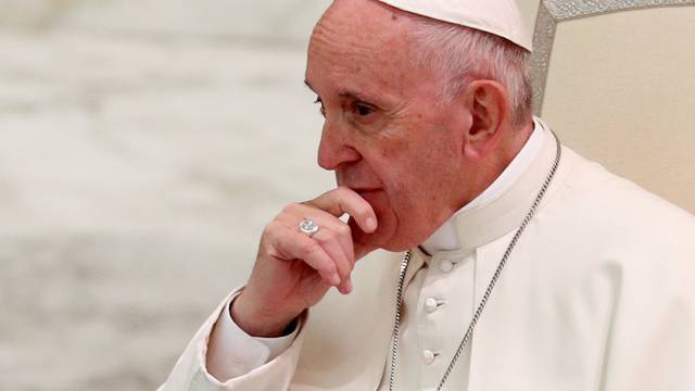 FILE PHOTO: Pope Francis leads a special audience with members of a volunteers association at the Vatican