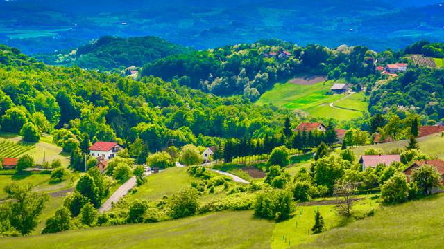 Aerial,View,At,Picturesque,Scenery,In,Northern,Croatia,,Zagorje,Countryside.