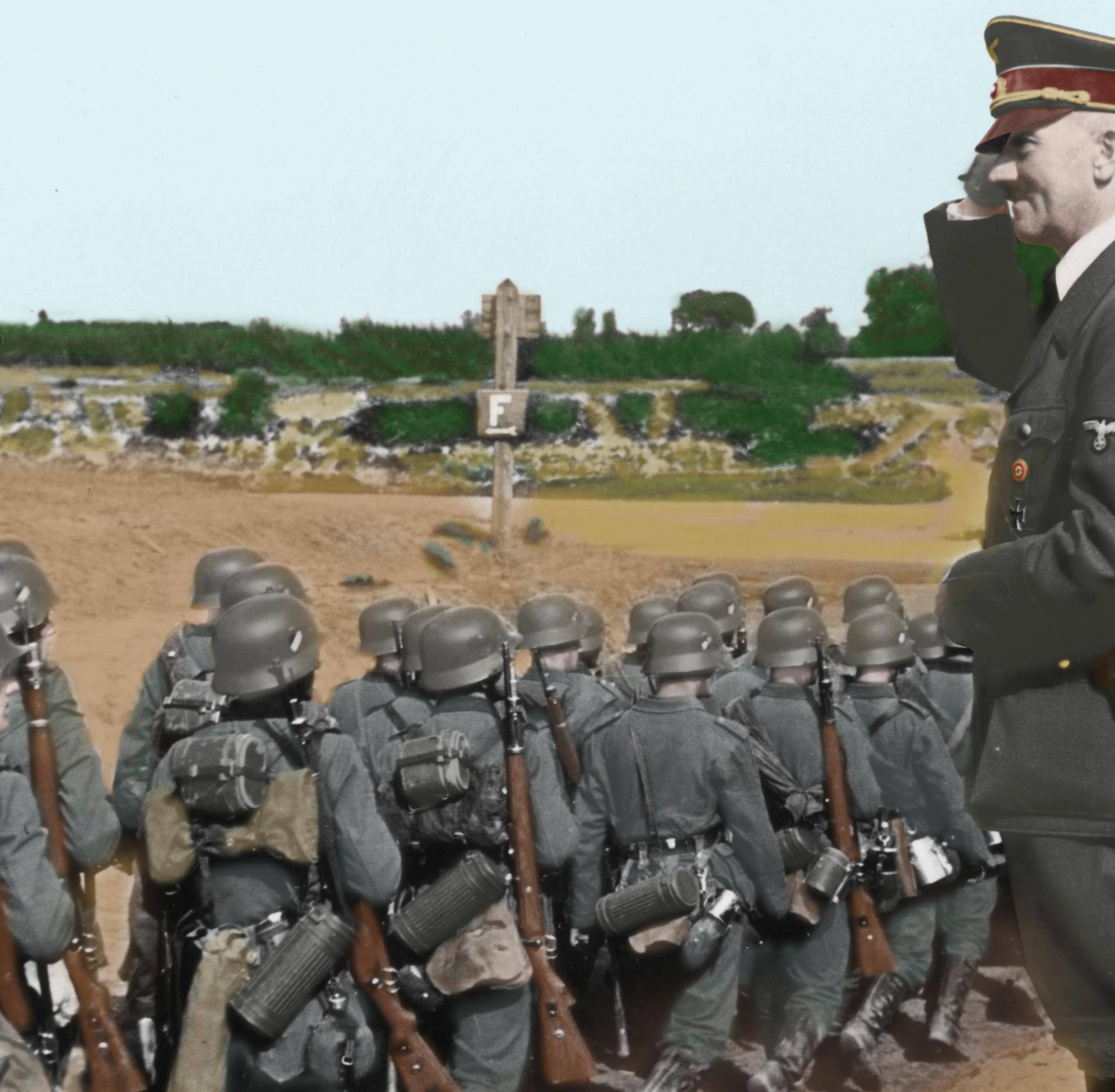 2. WK, Hitler in Polen nimmt Vorbeimarsch ab / Foto 1939