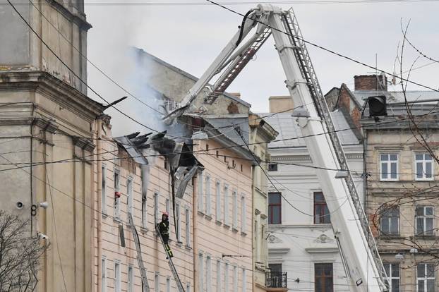 Aftermath of a Russian drone attack in Lviv