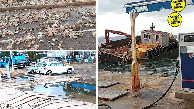 FOTO Jugo je razbacalo sve u Crikvenici: 'Teglenica je skoro potonula, kamenje je posvuda'