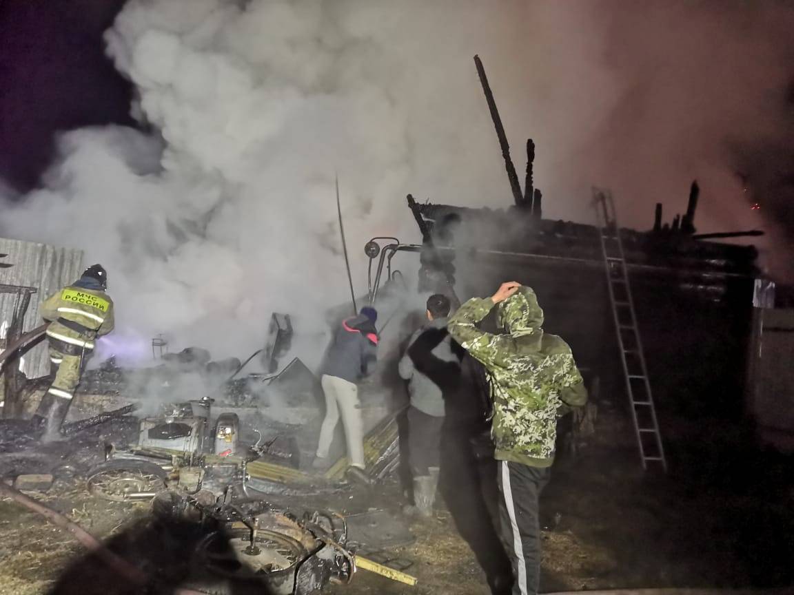 A site of fire in a retirement home at the village of Ishbuldino