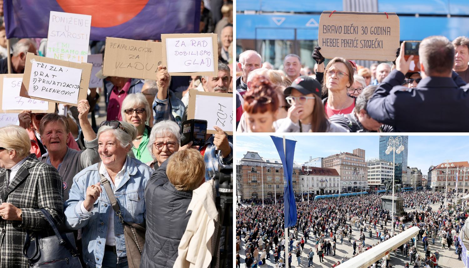 Zagreb: Na Trgu bana Jelačića prosvjedovali umirovljenici