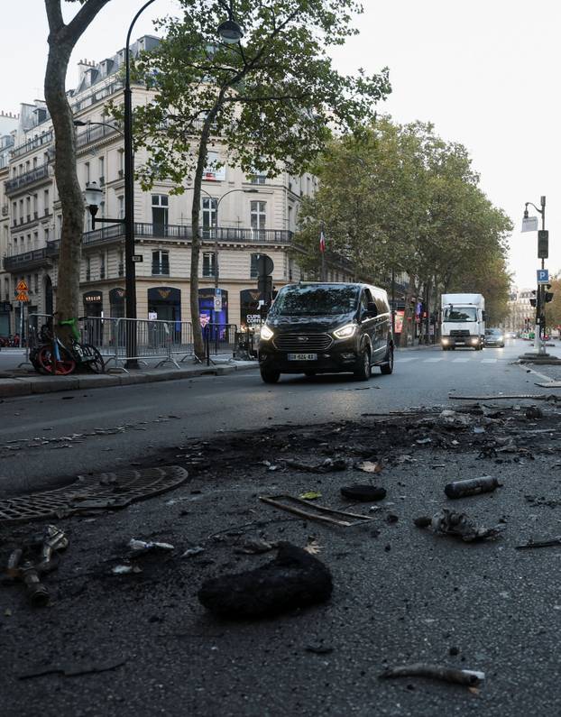 Aftermath of clashes during a national day of protests against the cost of living and rising fuel prices, in Paris