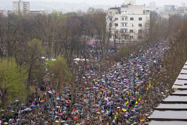 Protest over the fatal November 2024 Novi Sad railway station roof collapse, in Belgrade
